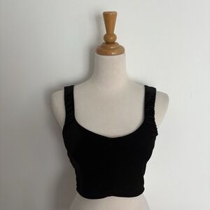 The Lineup Dancewear Womens Top Size Medium Black Velvet Stretch Minimalist